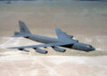 -In a conventional conflict, the B-52 can perform air interdiction, offensive counter-air and maritime operations. During Desert Storm, B-52s delivered 40 percent of all the weapons dropped by coalition forces. It is highly effective when used for ocean surveillance, and can assist the U.S. Navy in anti-ship and mine-laying operations. Two B-52s, in two hours, can monitor 140,000 square miles (364,000 square kilometers) of ocean surface. All B-52s are equipped with an electro-optical viewing system that uses platinum silicide forward-looking infrared and high resolution low-light-level television sensors to augment the targeting, battle assessment, flight safety and terrain-avoidance system, thus further improving its combat ability and low-level flight capability. (U.S. Air Force photo)